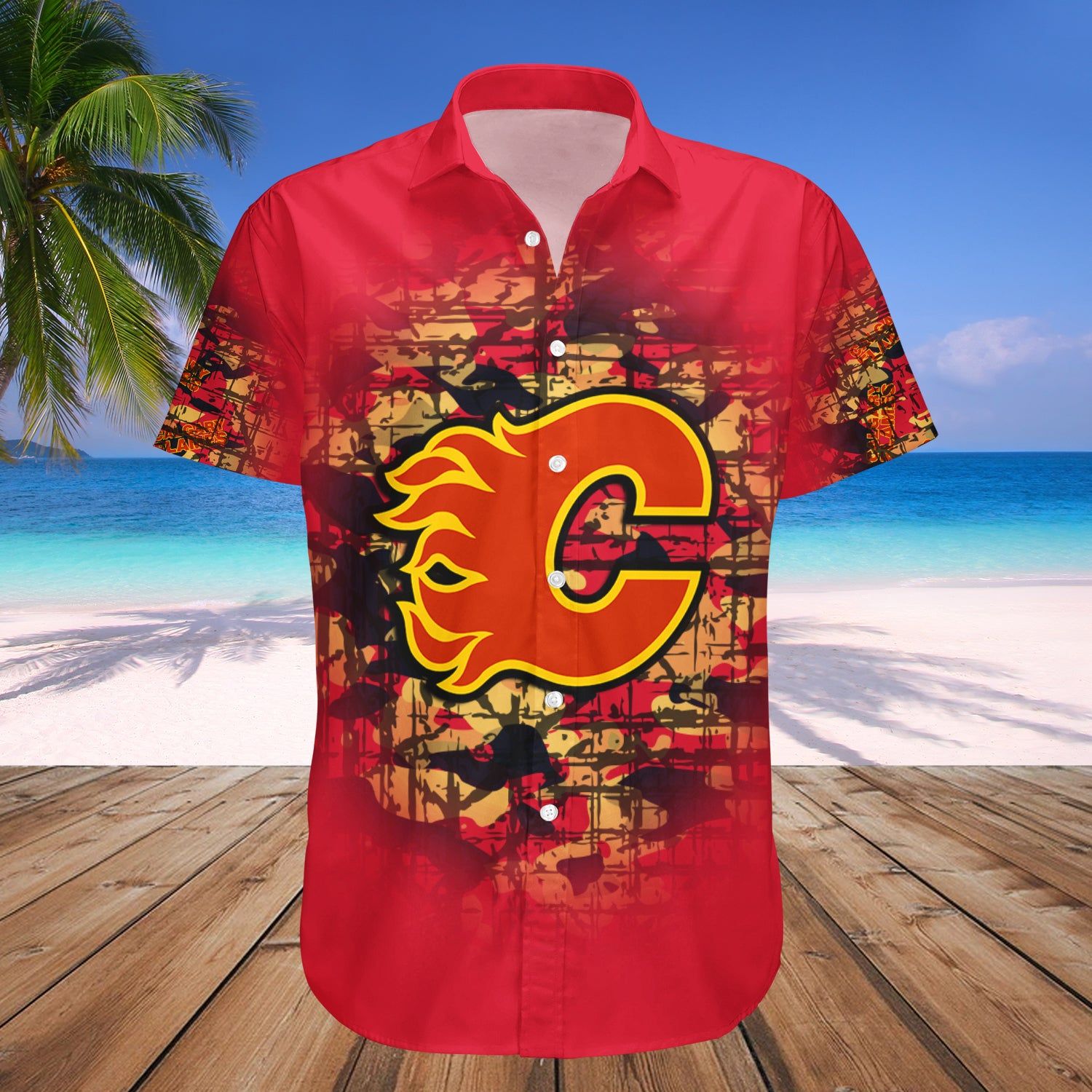 Calgary Flames Hawaii Shirt Camouflage Vintage – Nhl