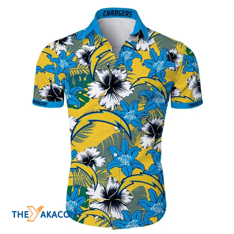 Los Angeles Chargers Nfl Team Gift For Fan Tropical Flower Short Sleeve Hawaii Shirt Ha51765