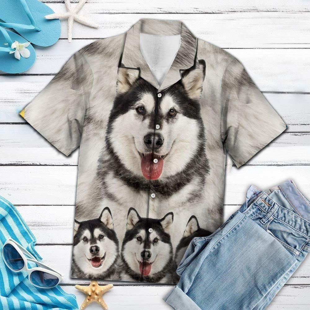 Awesome Alaskan Malamute Aloha Hawaiian Shirt Colorful Short Sleeve Summer Beach Casual Shirt For Men And Women