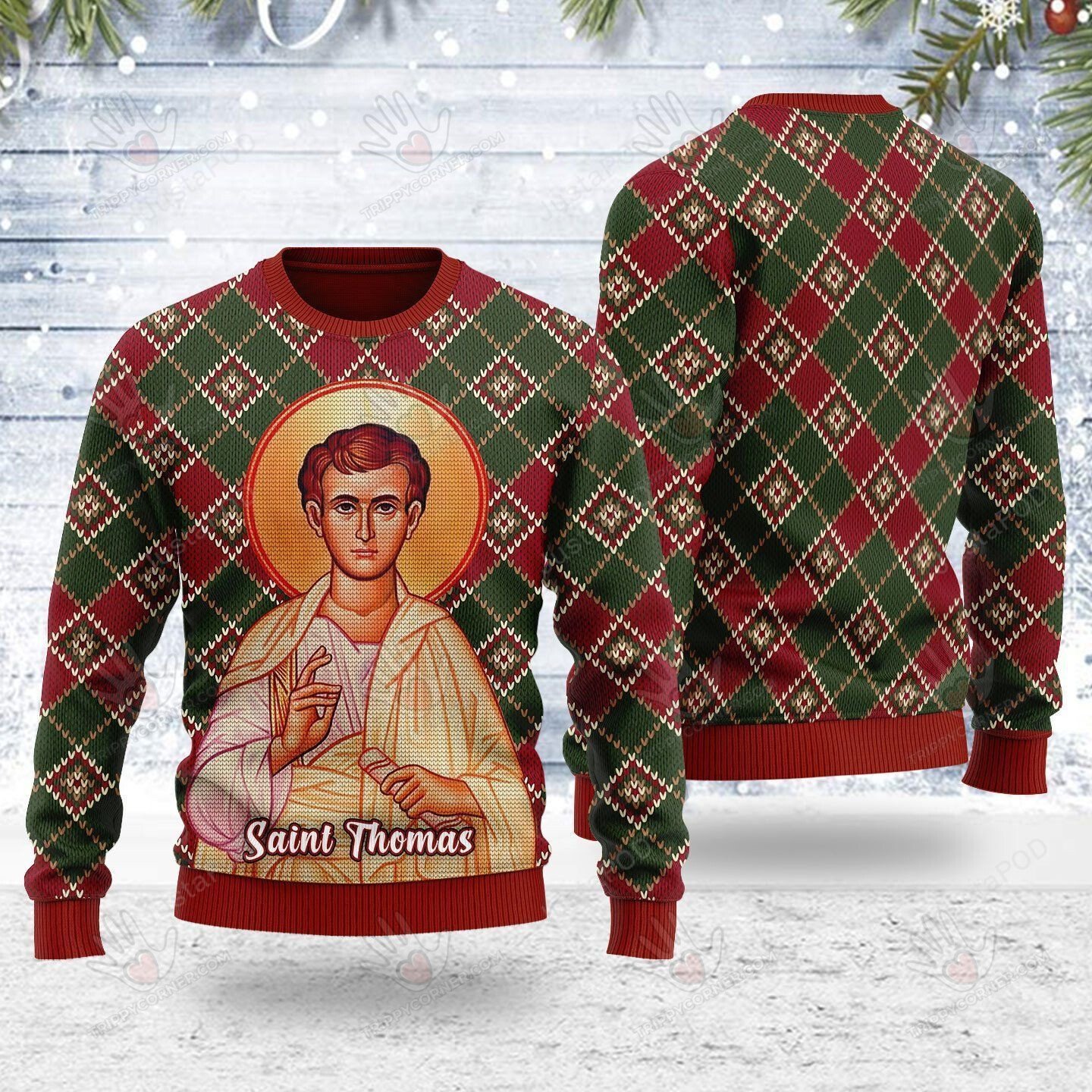 Thomas The Apostle Ugly Christmas Sweater, All Over Print Sweatshirt,… Ugly Sweater Christmas Gift