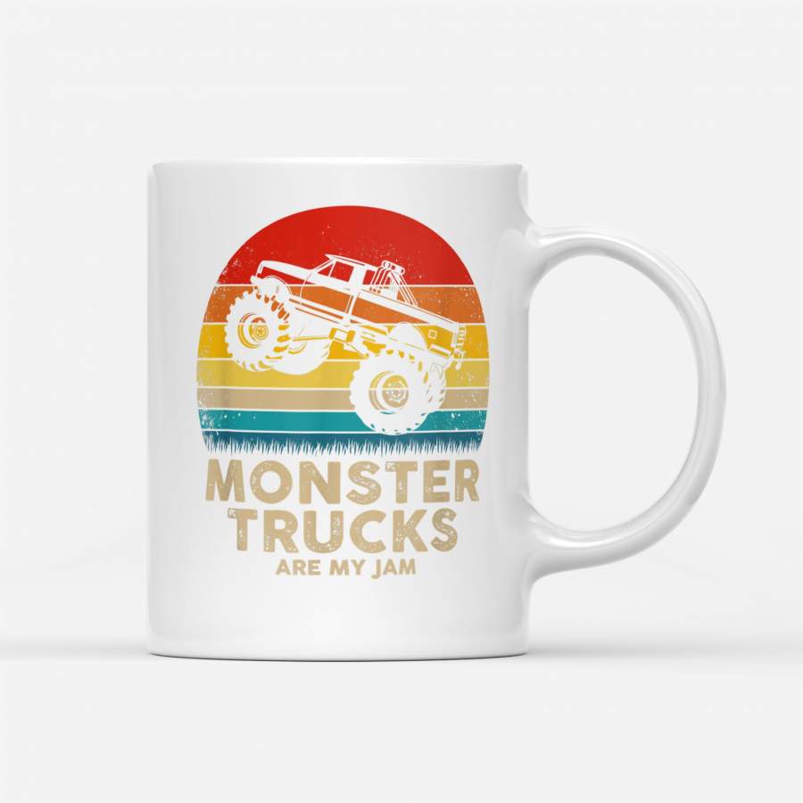 Cool Vintage Monster Truck Are My Jam Retro Sunset Mug – White Mug