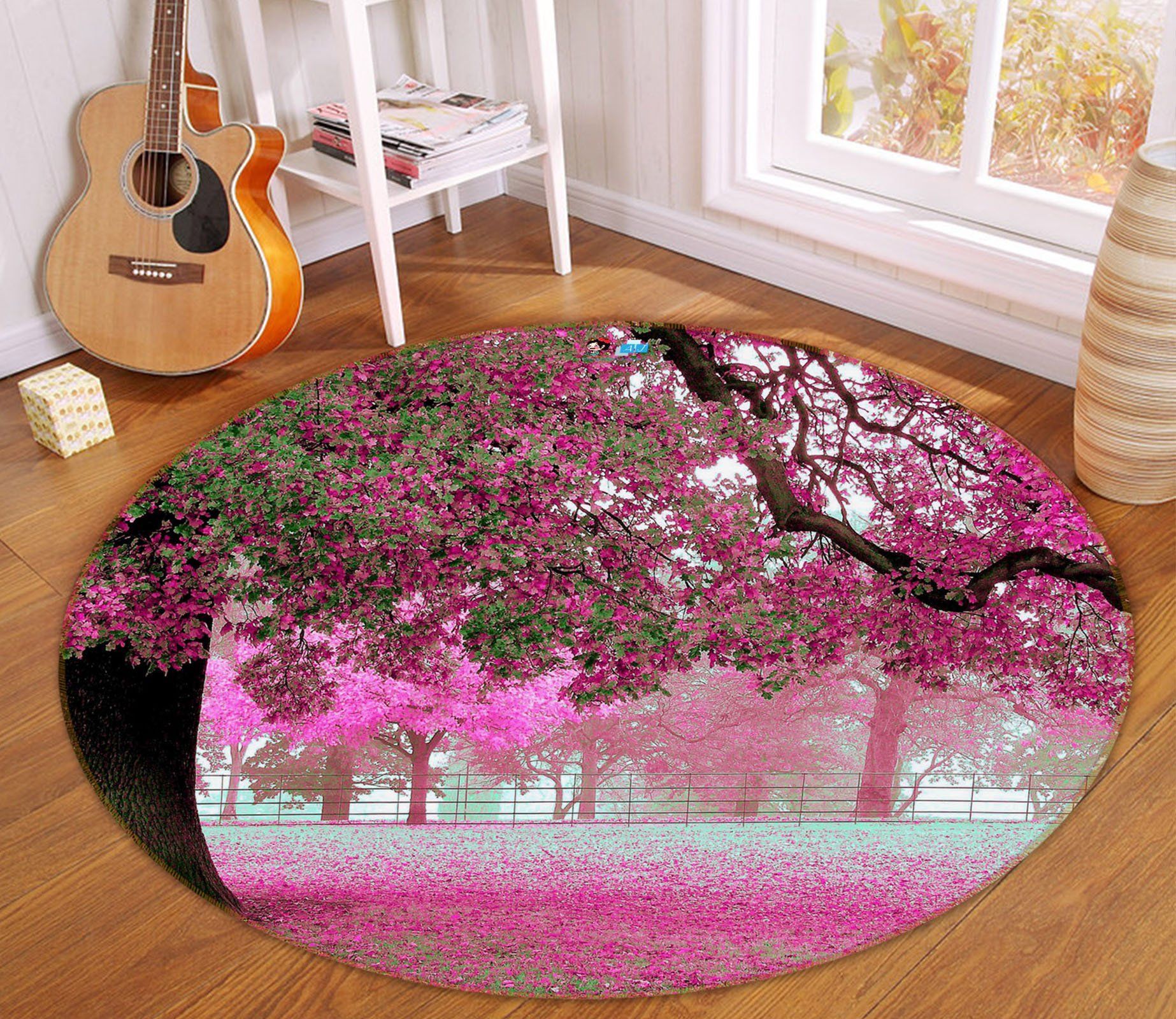 3D Big Pink Tree 74019 Round Rug – Round Carpet Home Decor