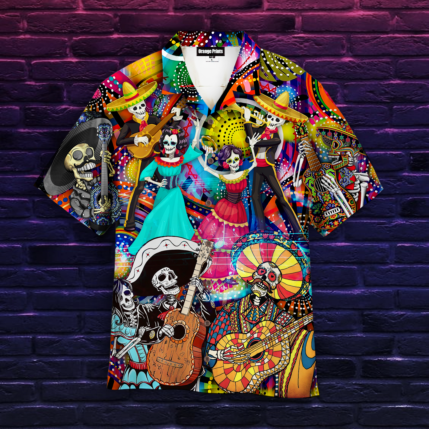 Lets Play A Guitar Skull Mexican Style Hawaii Shirt For Men Women Ha853