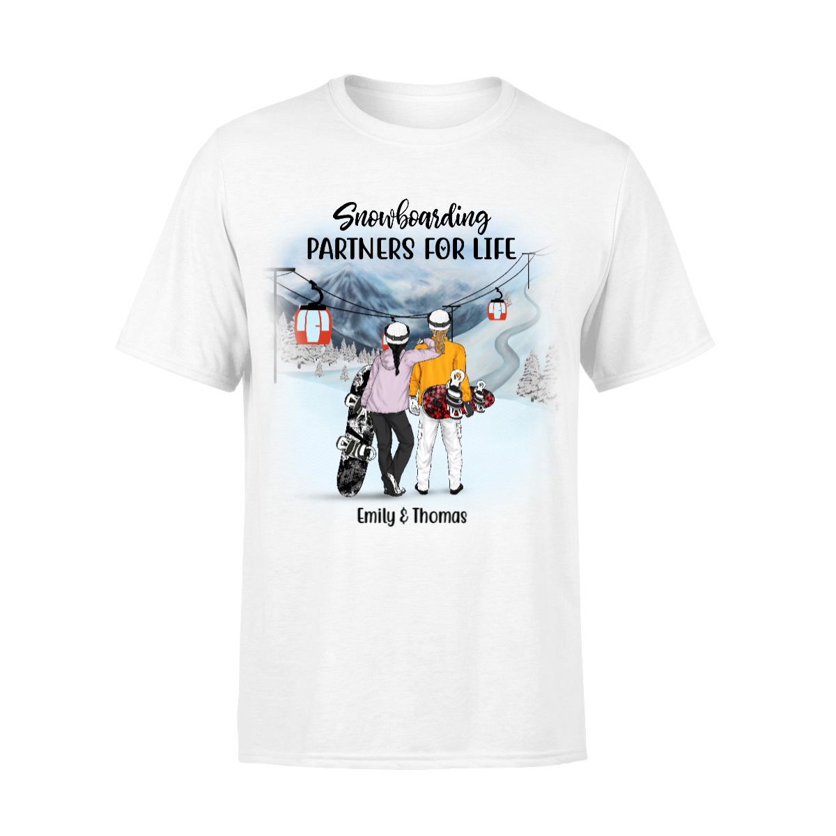 Custom T Shirt, Snowboarding Couple And Friends Custom Gifts For Snowboarders