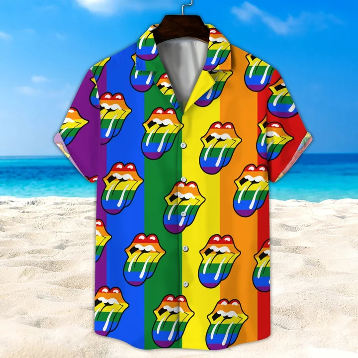 Lgbt Hawaiian Rainbow Lip Unisex Hawaiian Shirt Beach Short Ha105304