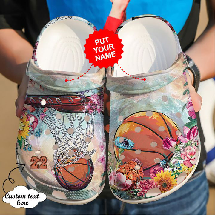 Basketball Crocs – Basketball Personalized Floral Clog Shoes For Men And Women