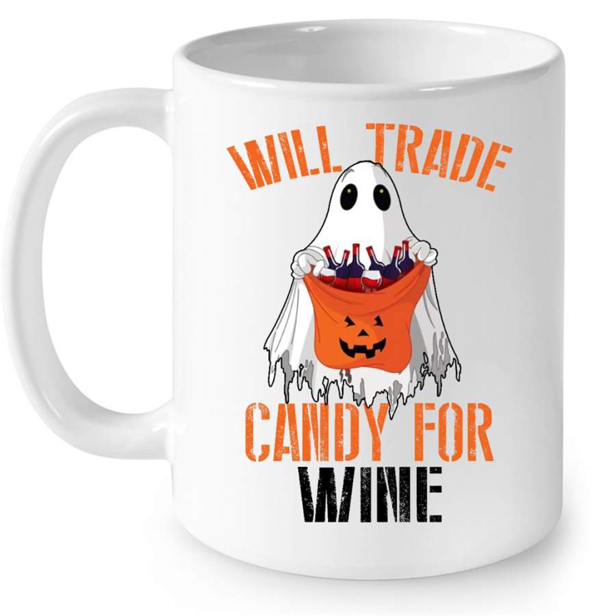 Will Trade Candy For Wine Boo Halloween Funny W – Full-Wrap Coffee White Mug