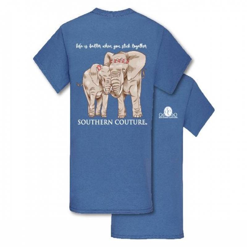 Southern Couture Preppy Stick Together Elephants T-Shirt