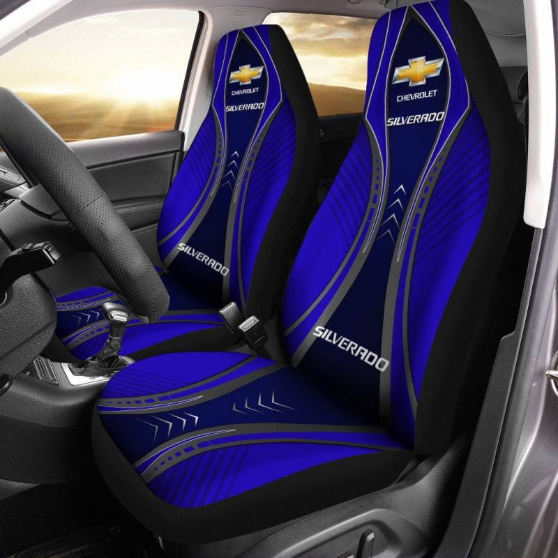 Chevrolet Silverado NTA Car Seat Cover (Set of 2) Ver 4 (Blue)