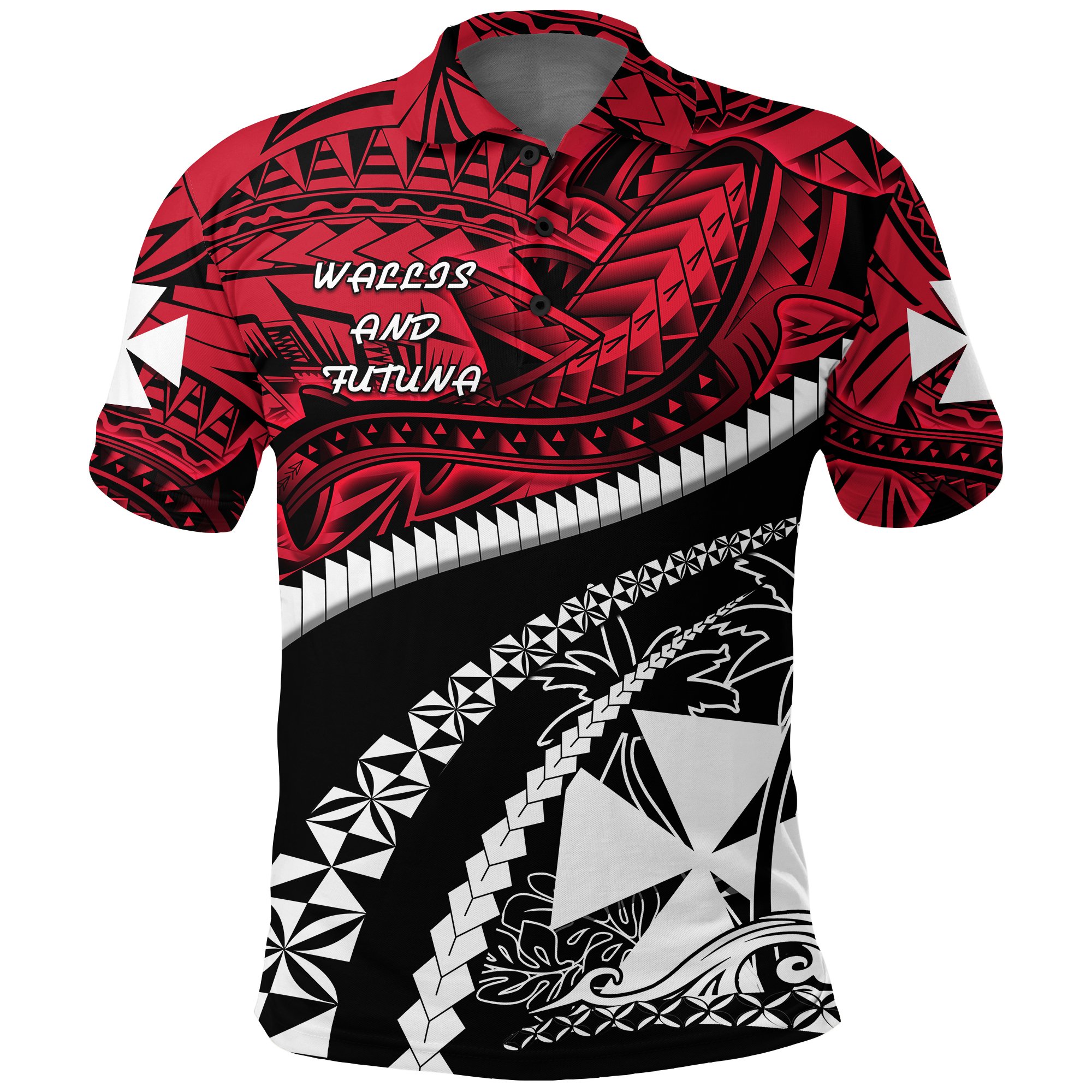 Wallis and Futuna Tapa Polo Shirt Polynesian Shark Tattoo K4