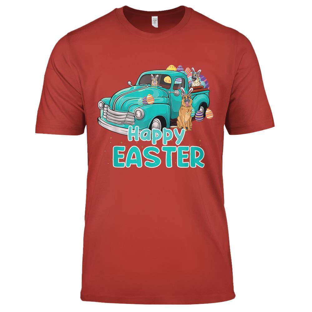 Bunny German Shepherd Happy Easter Day Truck Dog Premium T Shirts