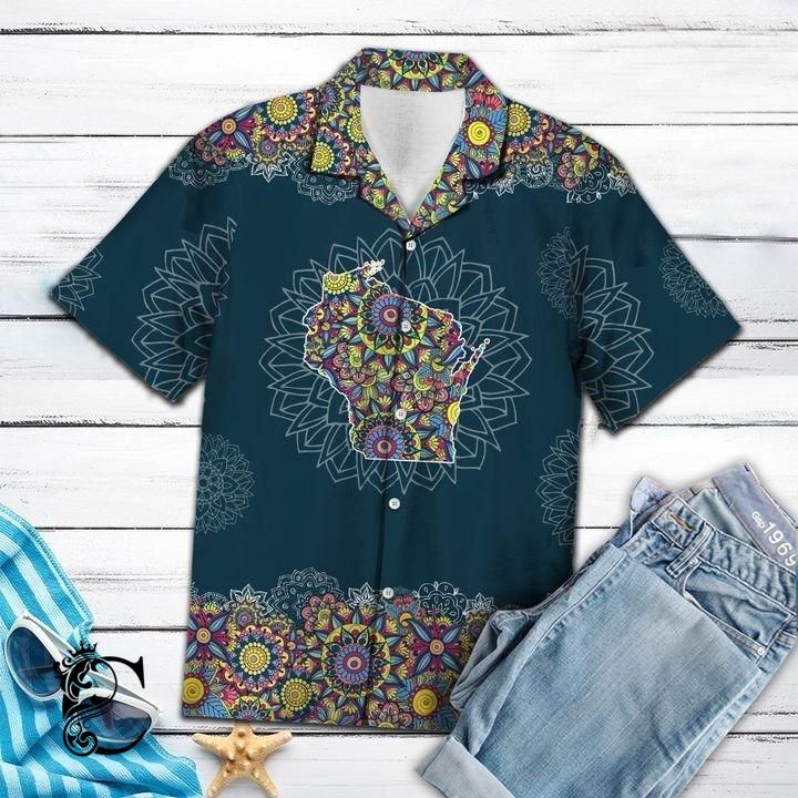 Beach Shirt Discover Cool Wisconsin Mandala Hawaiian Shirt- Chillicothemall