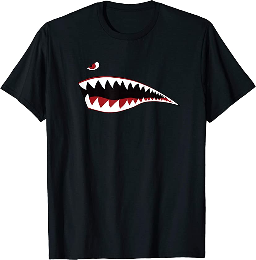 Shark Teeth Nose Art T-Shirt – WWII Military Plane Aircraft