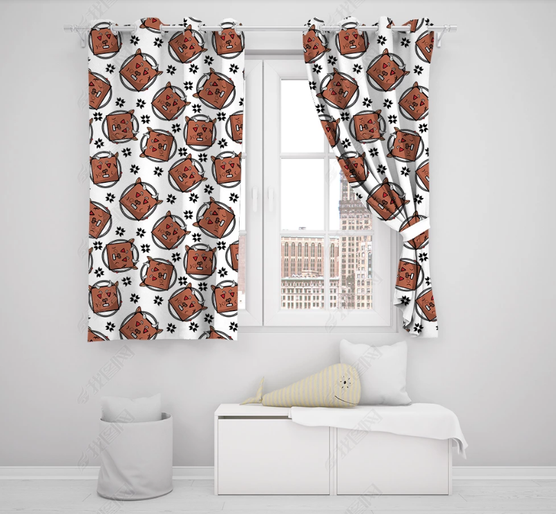 3D Hand Drawn Animal Cow Curtains And Drapes Lqh 104