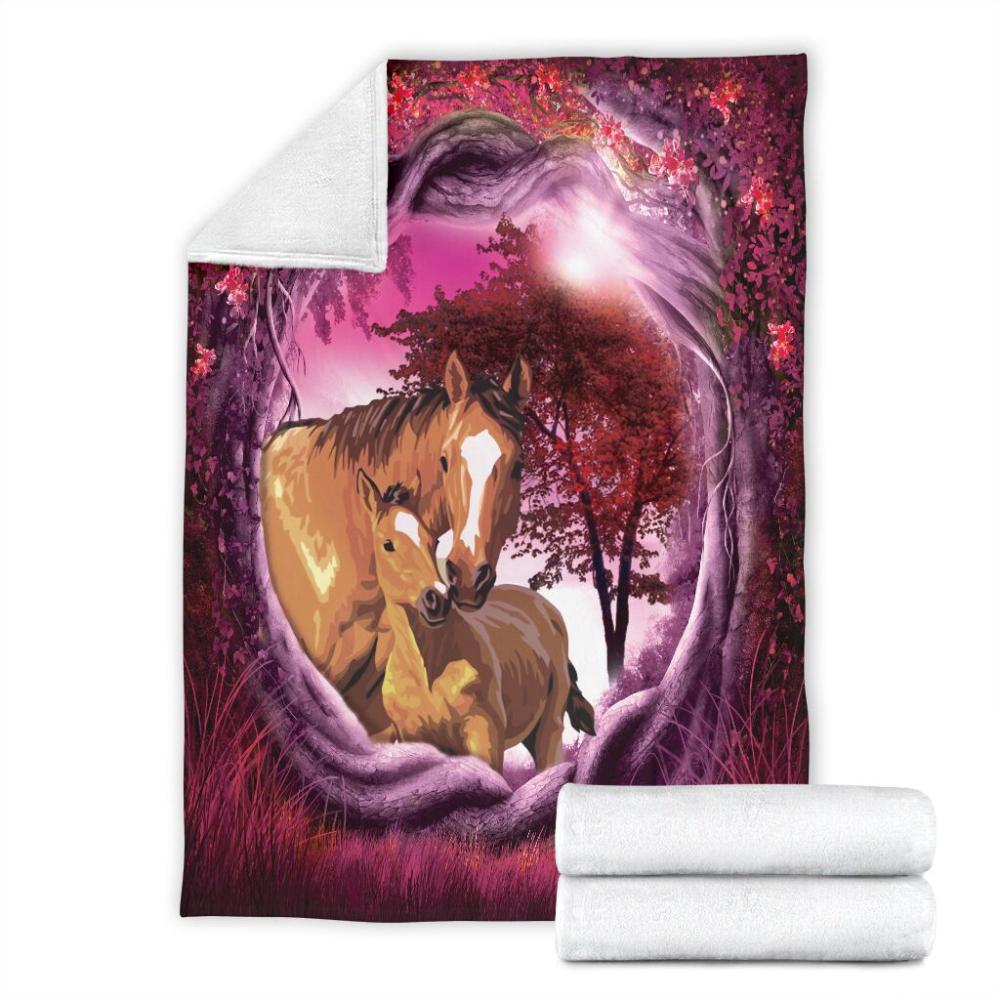 Animal Horse In Magic Forest Fleece Blanket Family Gift Home Decor Bedding Couch Sofa Soft And Comfy Cozy