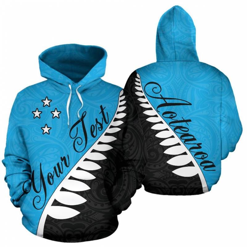 Aotearoa Silver Fern Hoodie Aqua – Custom Style Unlimited K4