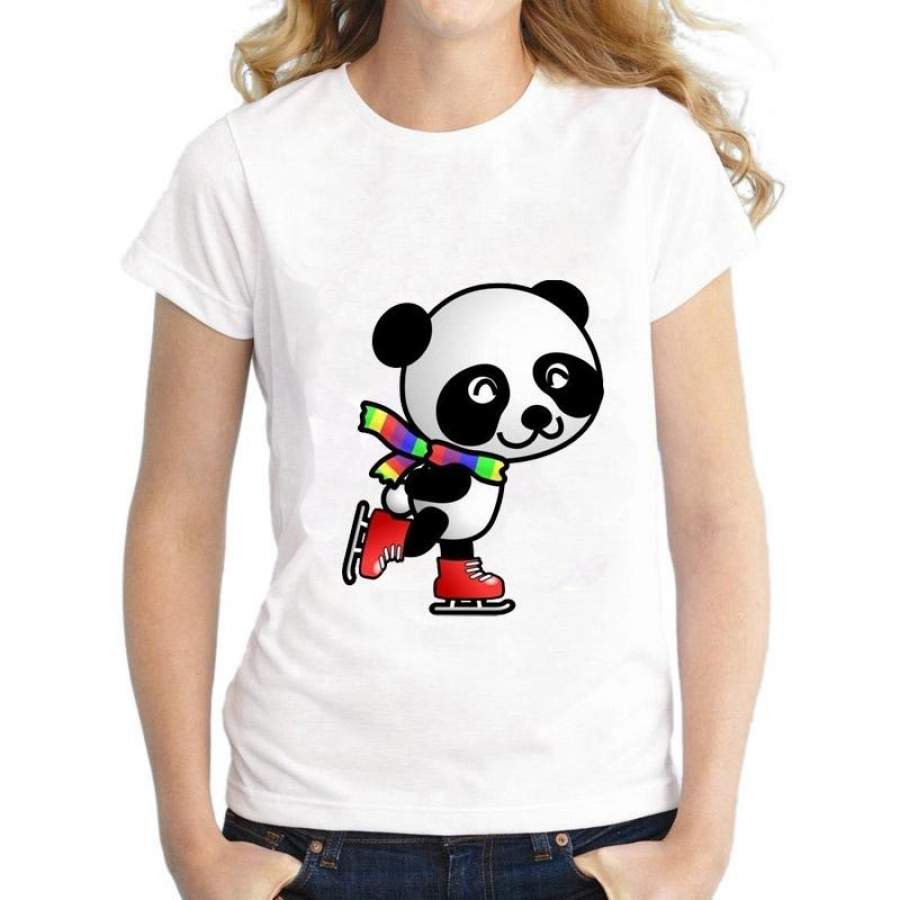 2018Kawaii Panda Printing Women T Shirt Short Sleeve Loose O-Neck Bamboo Print Female Harajuku Tee Shirt Tops