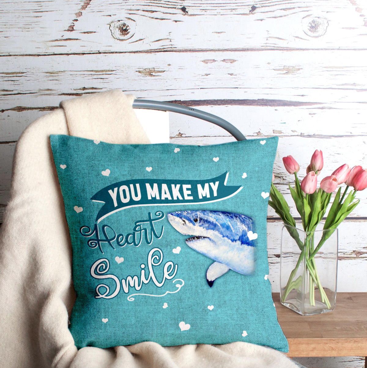 Shark Pillow, Shark You Make My Heart Smile