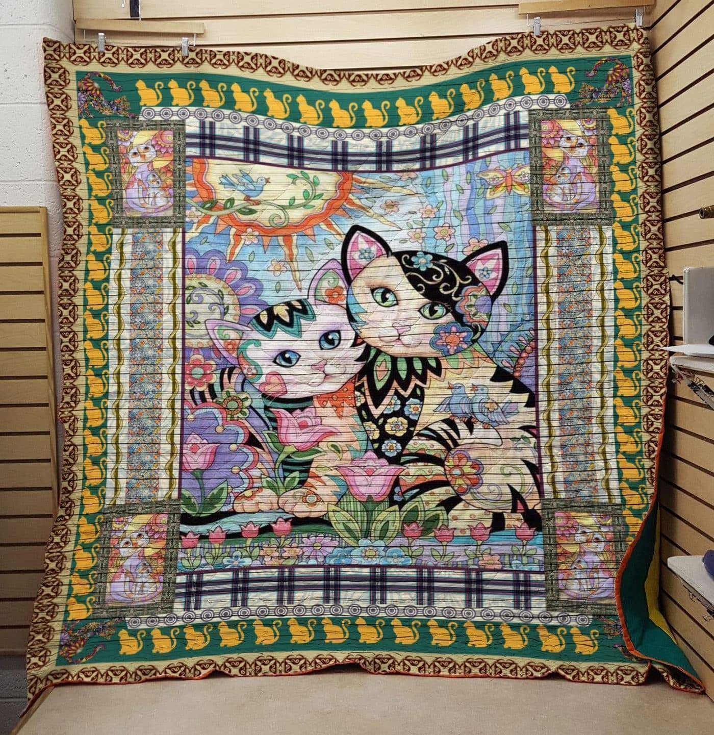 Cat Mom And Kitten Blanket Gifts For Cat’s Owners  And Pets From Son Daughter Gifts For Mom Cat Lovers Colorful Pattern Quilt Blanket Great Customized Blanket Gifts For Mother’s DayBirthday Christmas Thanksgiving