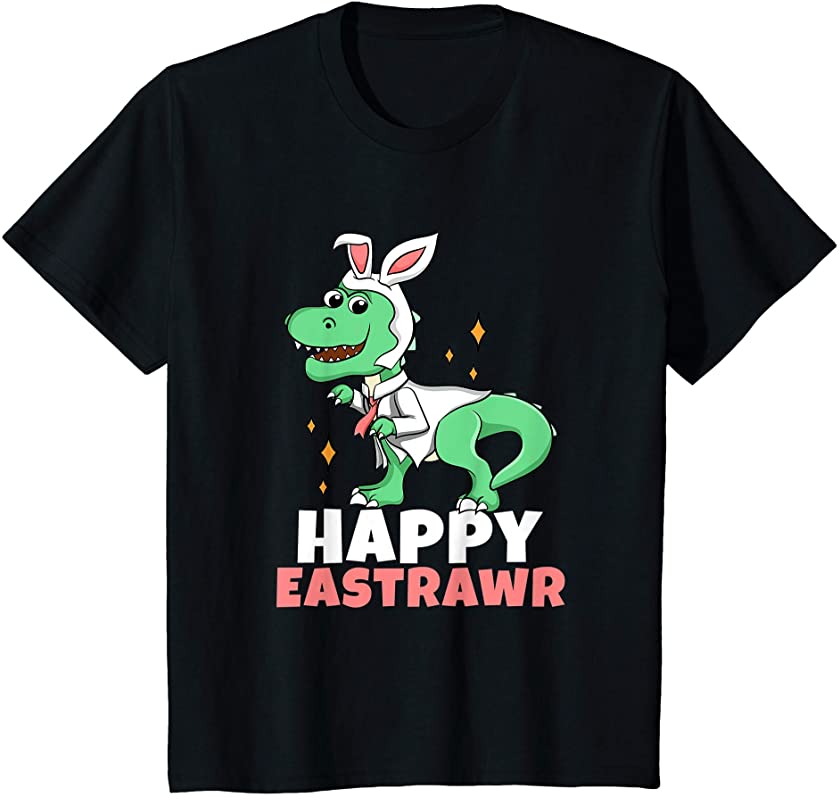 Kids T Rex Happy Easter Dinosaur Eastrawr Bunny Egg Toddler Boy T-Shirt