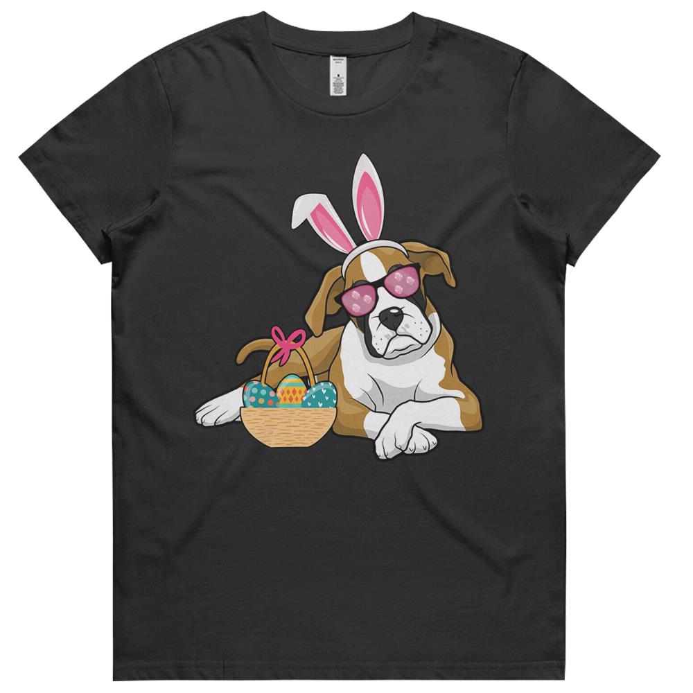 Easter Boxer Dog Bunny Rabbit Egg Hunter Easter Party Parade 2021 Womens Tshirts