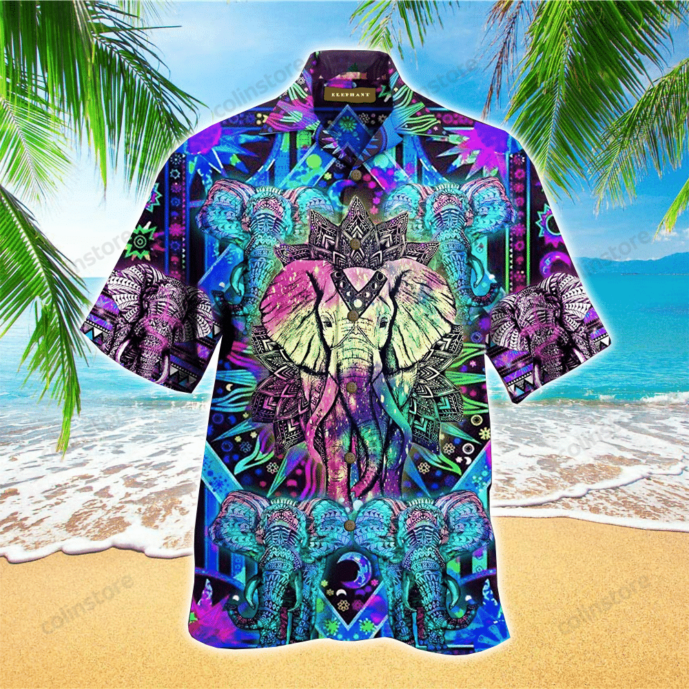 Hippie Mandala Elephant Hawaiian Shirt, Hawaii Shirt Men, Aloha Shirt