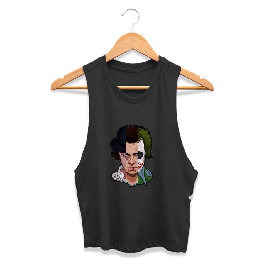 Alex Tyler Joker Design Clockwork Orange Batman Tyler Durden Fight Club CPY Womans Crop Tanktop Tee