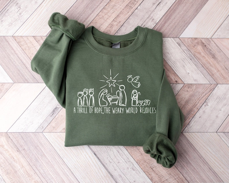 Nativity Scene Christmas Sweatshirt 2D Crewneck Sweatshirt All Over Print Sweatshirt For Women Sweatshirt For Men Sws4796