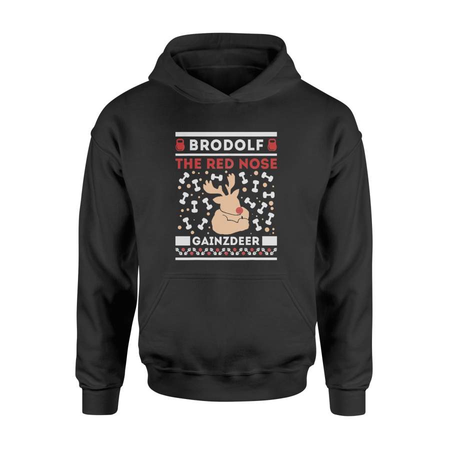 Brodolf Rudolf Workout Gym Funny Ugly Christmas Shirt – Standard Hoodie