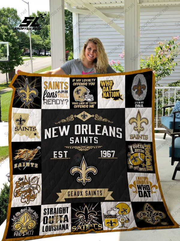 New Orleans Saints Quilt/Sherpa Blanket