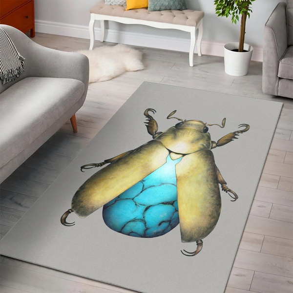 Turquoise Beetle Area Rug Carpet Bedroom US Gift Decor