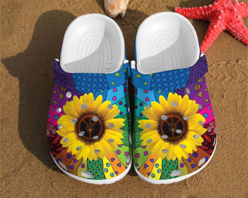 Sunflower Hippie Pattern Girl Classic Style Rubber clog Shoes Comfy Footwear