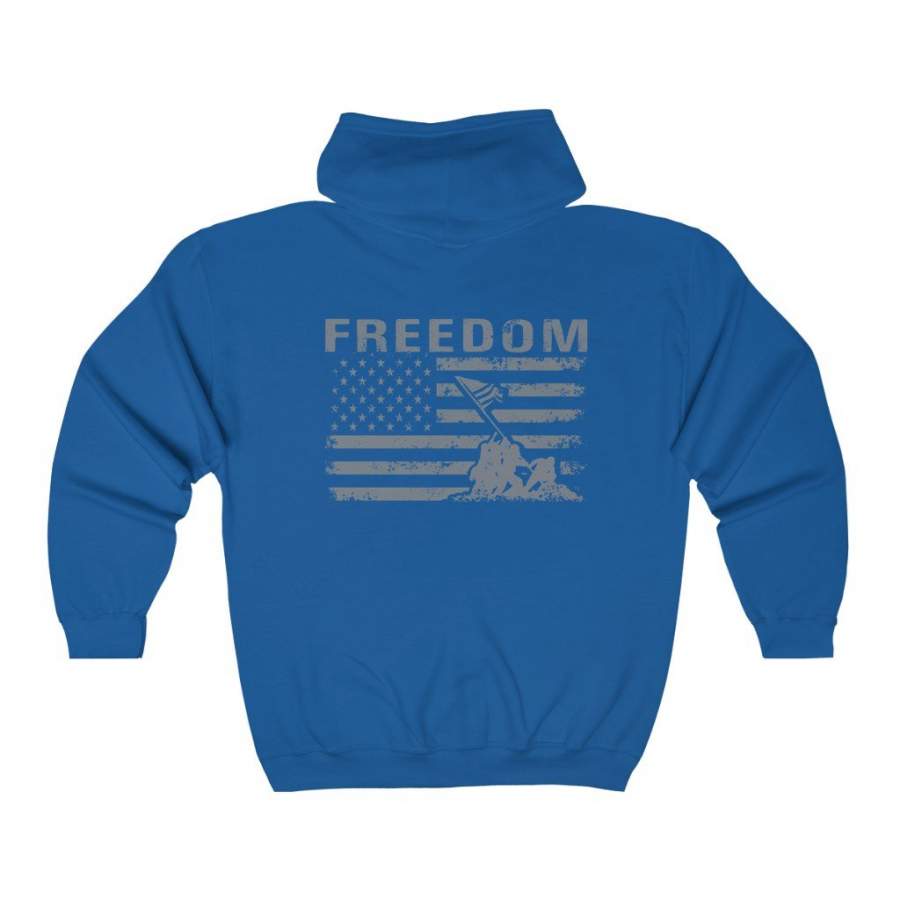 Women’s Heavy Full Zip Hoodie – Freedom Flag – CoolPodTee Store