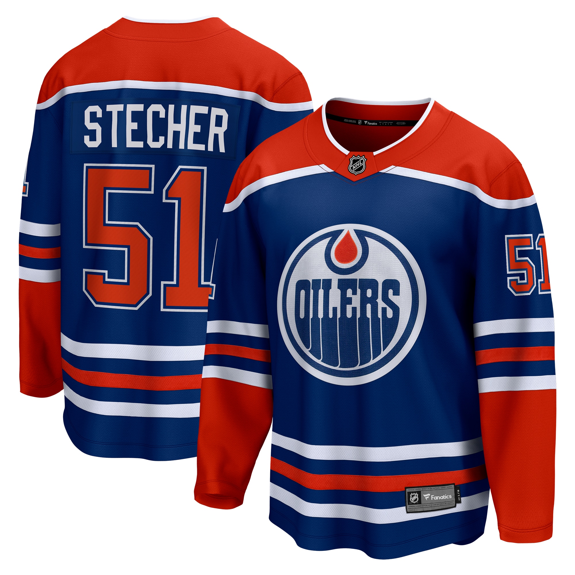 Troy Stecher Edmonton Oilers Branded Home Premier Breakaway Player Jersey – Royal