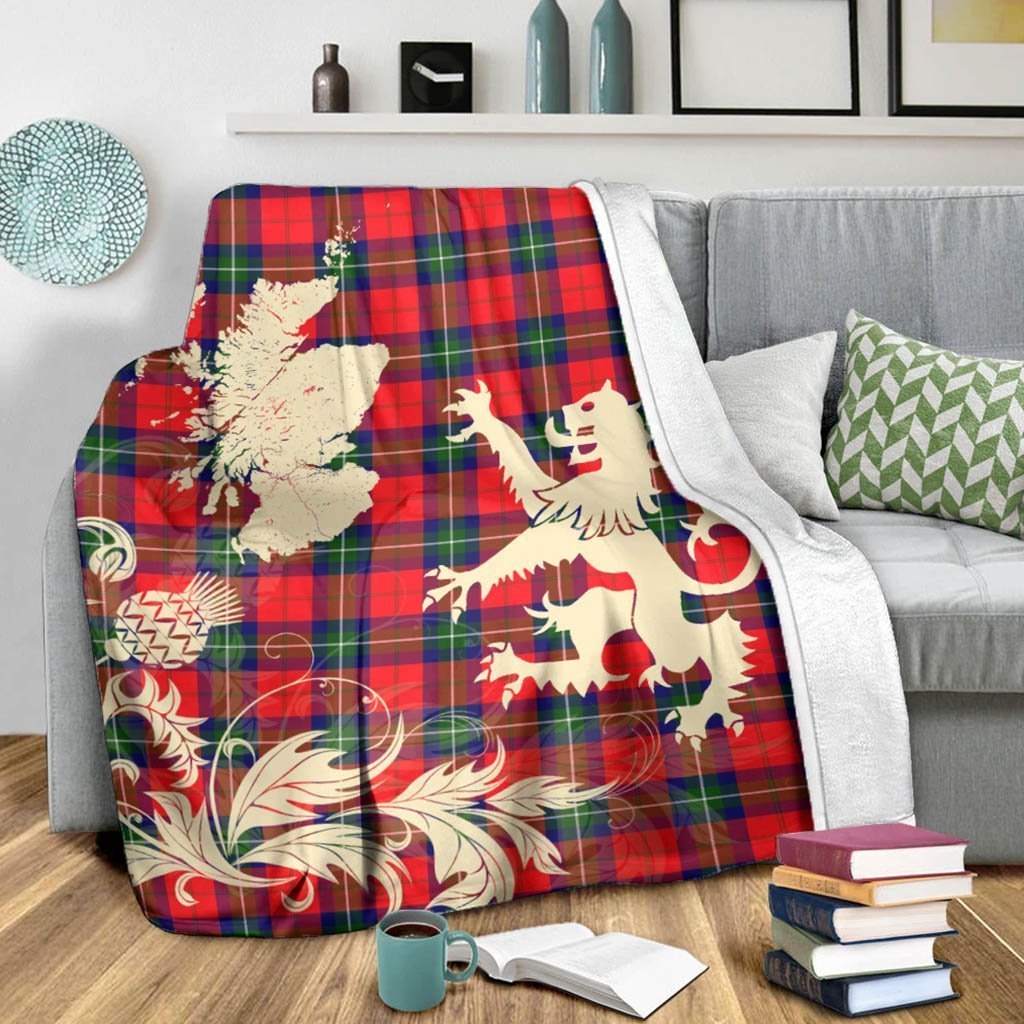 Tartan Blanket Ruthven Modern Tartan Scotland Lion Thistle Map Plaid Blanket