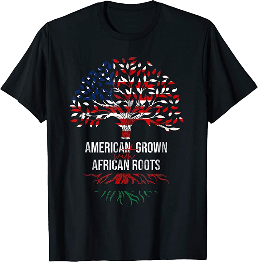 US Flag American Grown African Roots African American T-Shirt