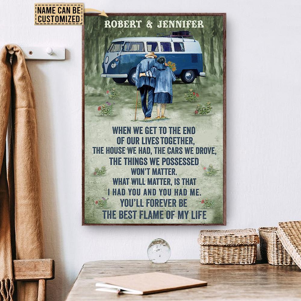 Aeticon Gifts Personalized Camping Van Forever Flame Canvas Mom Dad Gift Home Decor