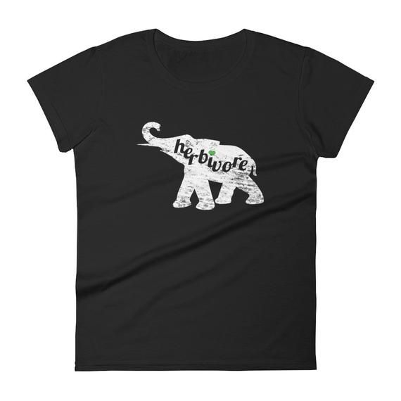 Herbivore Elephant Tshirt Vegan Vegetarian Plant Based Eater Design Women S Jersey Short Sleeve Tee T Shirt