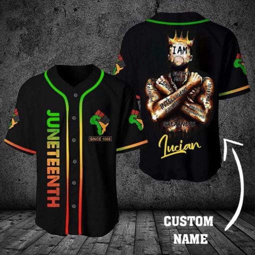 Juneteenth Since 1865 Black King Custom Personalized Name Baseball Jersey