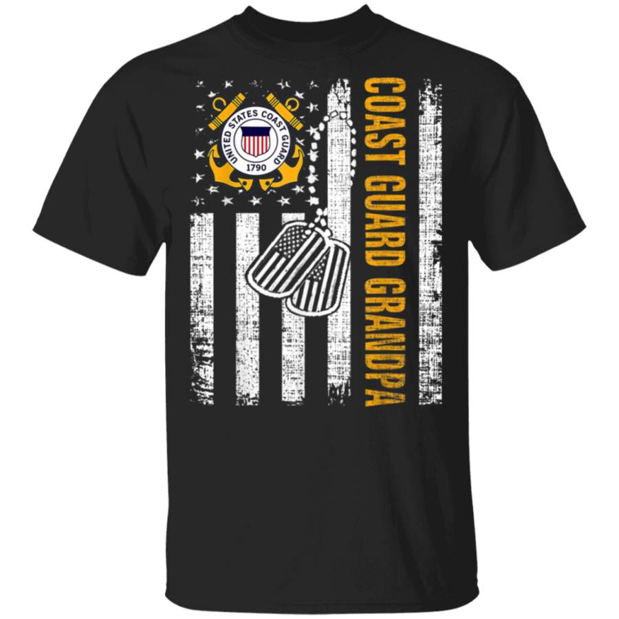 Vintage Coast Guard Grandpa American Flag Veteran Day Gift TShirt