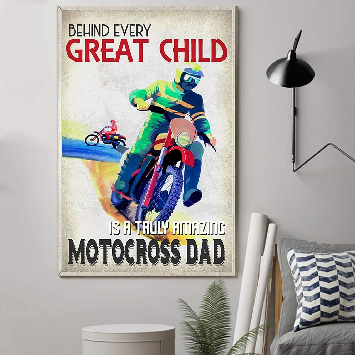 Poster Motocross Great Child Amazing Dad- House Decor – Motivational Wall Art – Aesthetic Posters – Vintage Posters