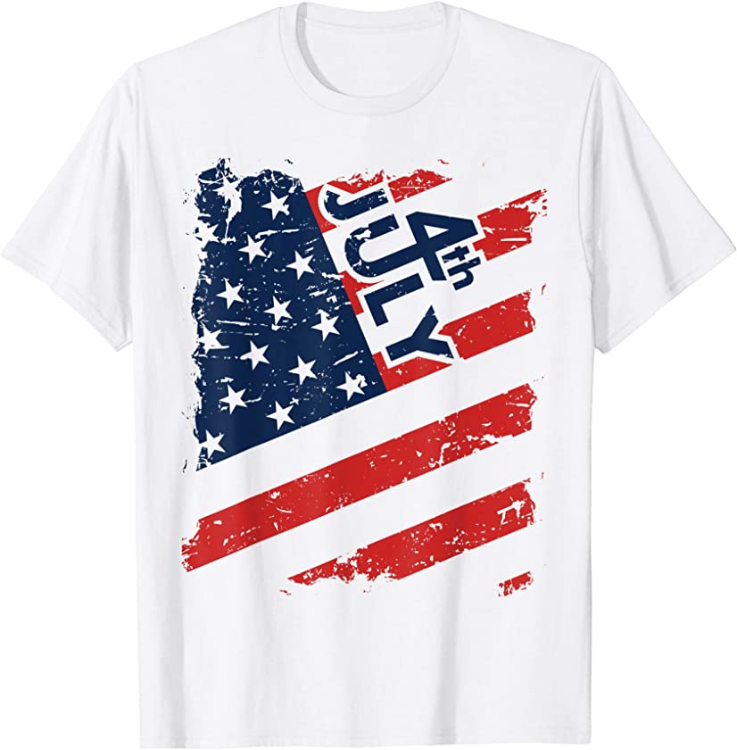 Vintage Patriotic T-shirt 4th of July USA American Flag Tee