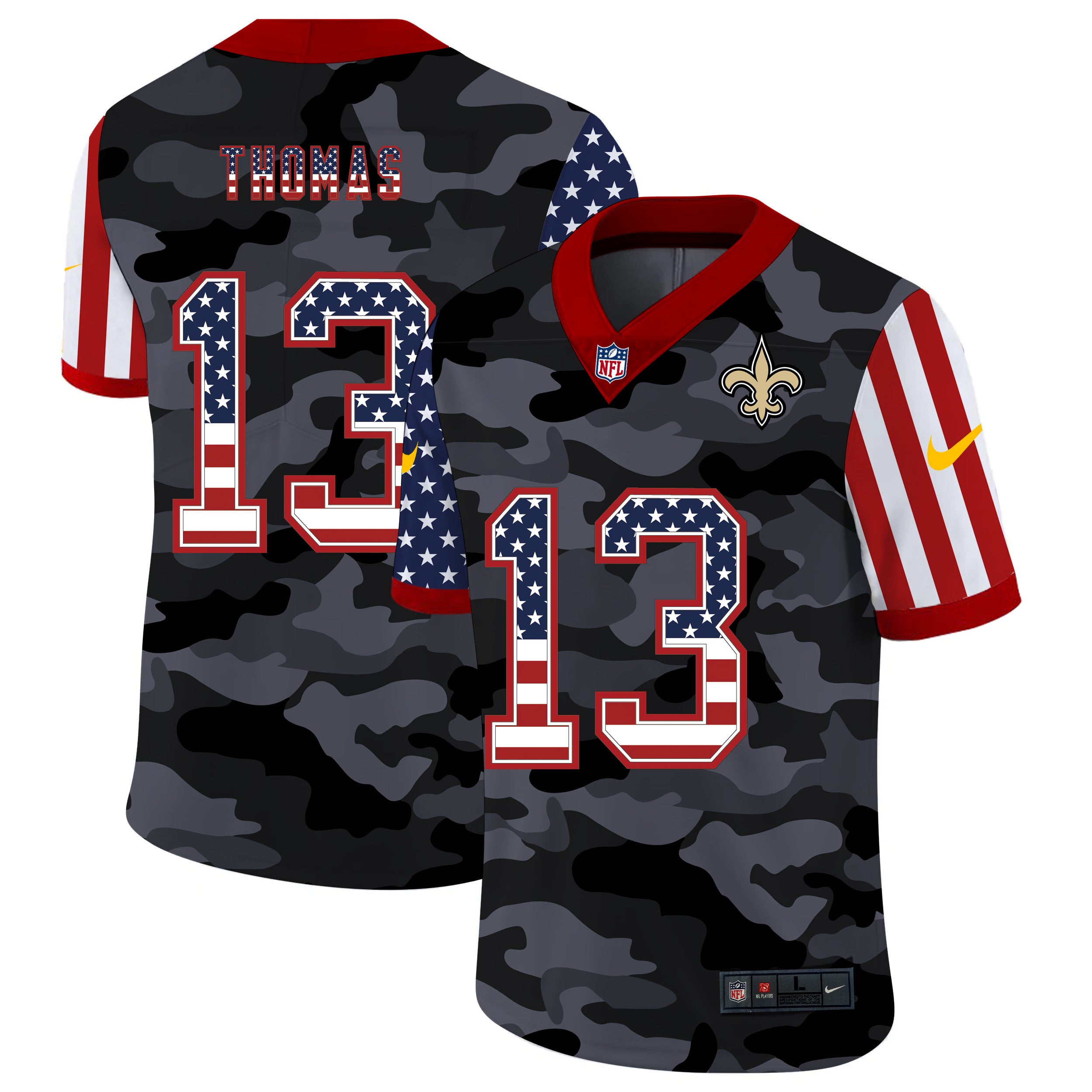 Men’S New Orleans Saints Michael Thomas Black Camo Usa Flag Limited Jersey