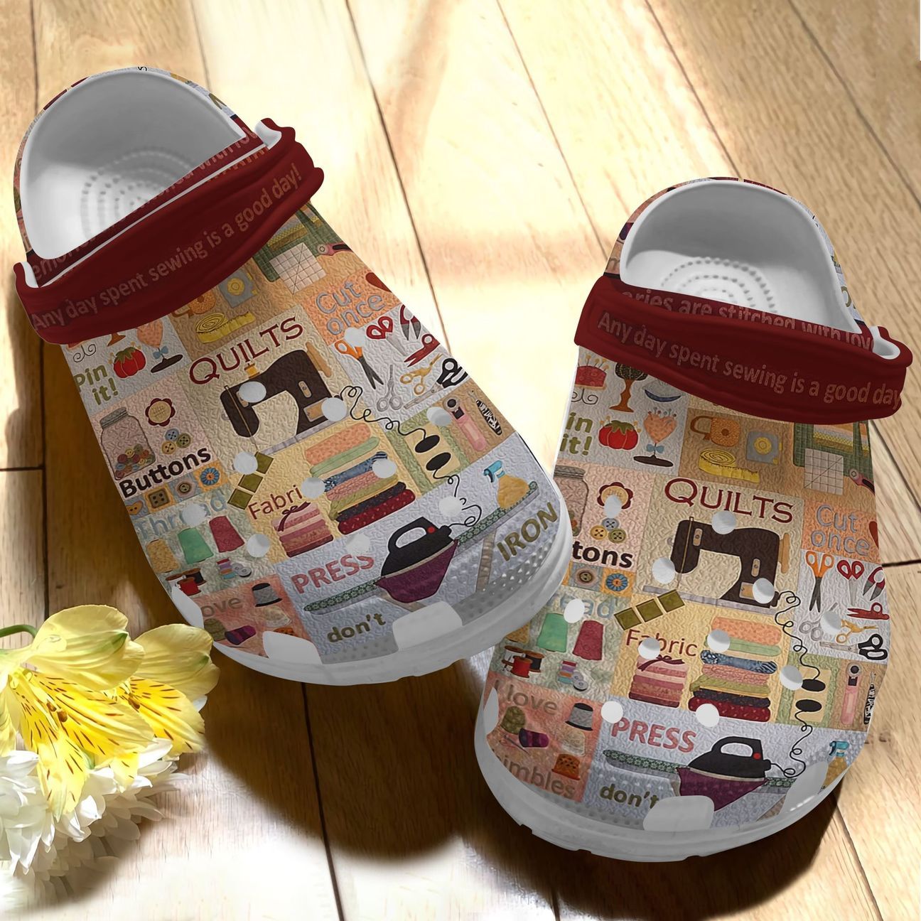 Sewing Personalize Clog, Custom Name, Text, Fashion Style For Women, Men, Kid, Print 3D Sewing Day