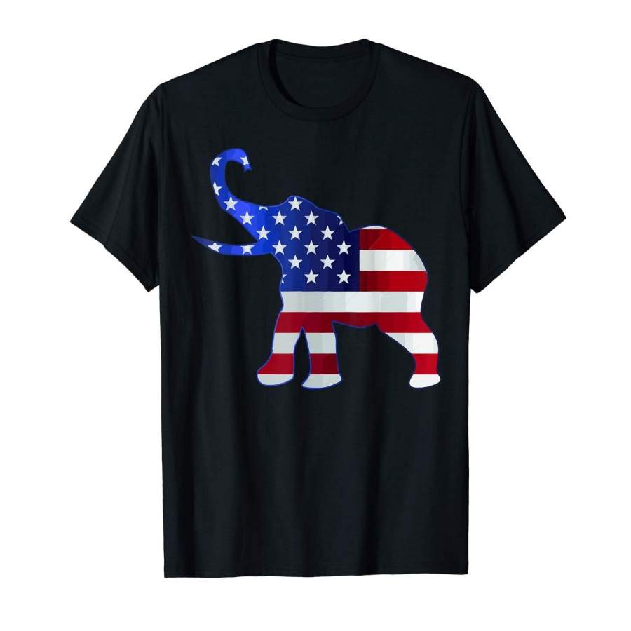 Unique T-Shirts American Flag Elephant Men Graphic T-Shirt