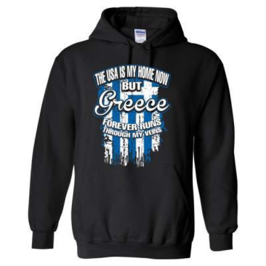 AGR The USA Is My Home Now But Greece Forever Runs Through My Veins – Heavy Blend™ Hooded Sweatshirt