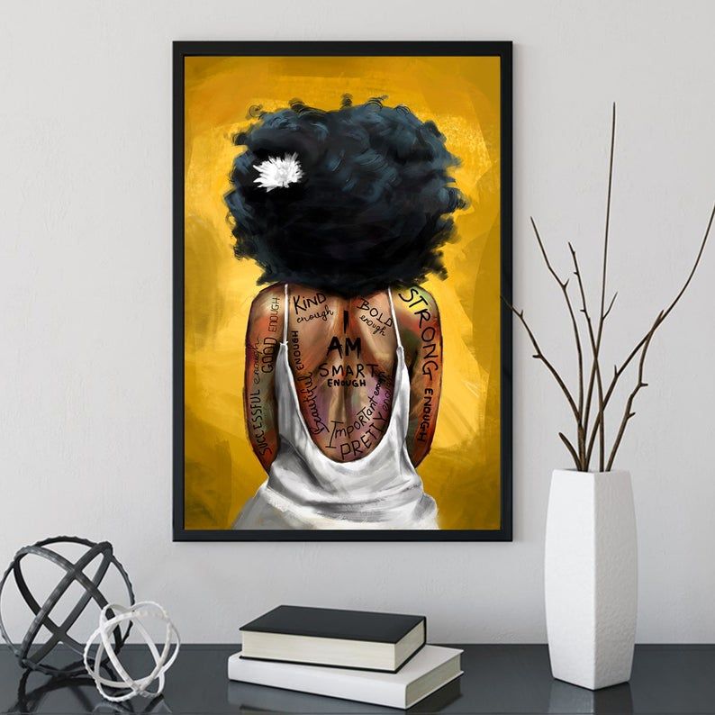 I Am Black Black Women Canvas, Black Queen Poster, Afro Women Wall Art, Afro Queen Wall Art, Black Women Strong, Black Girl Magic Wall Art