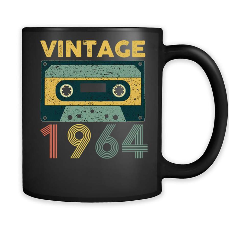 40th Birthday Gift Vintage 1964 Year Old Mixtape – Full-Wrap Coffee Black Mug