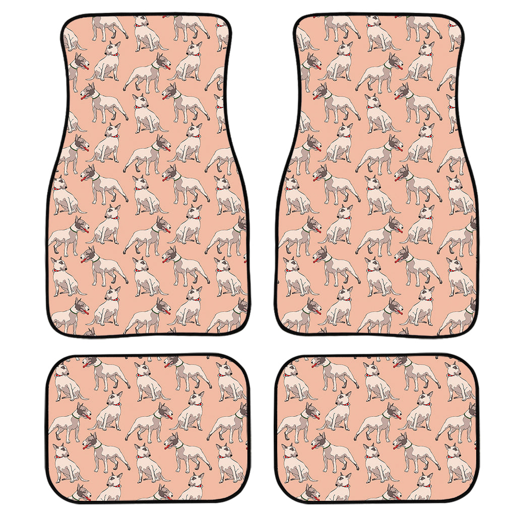 Orange Bull Terrier Pattern Print Front And Back Car Floor Mats, Front Car Mat