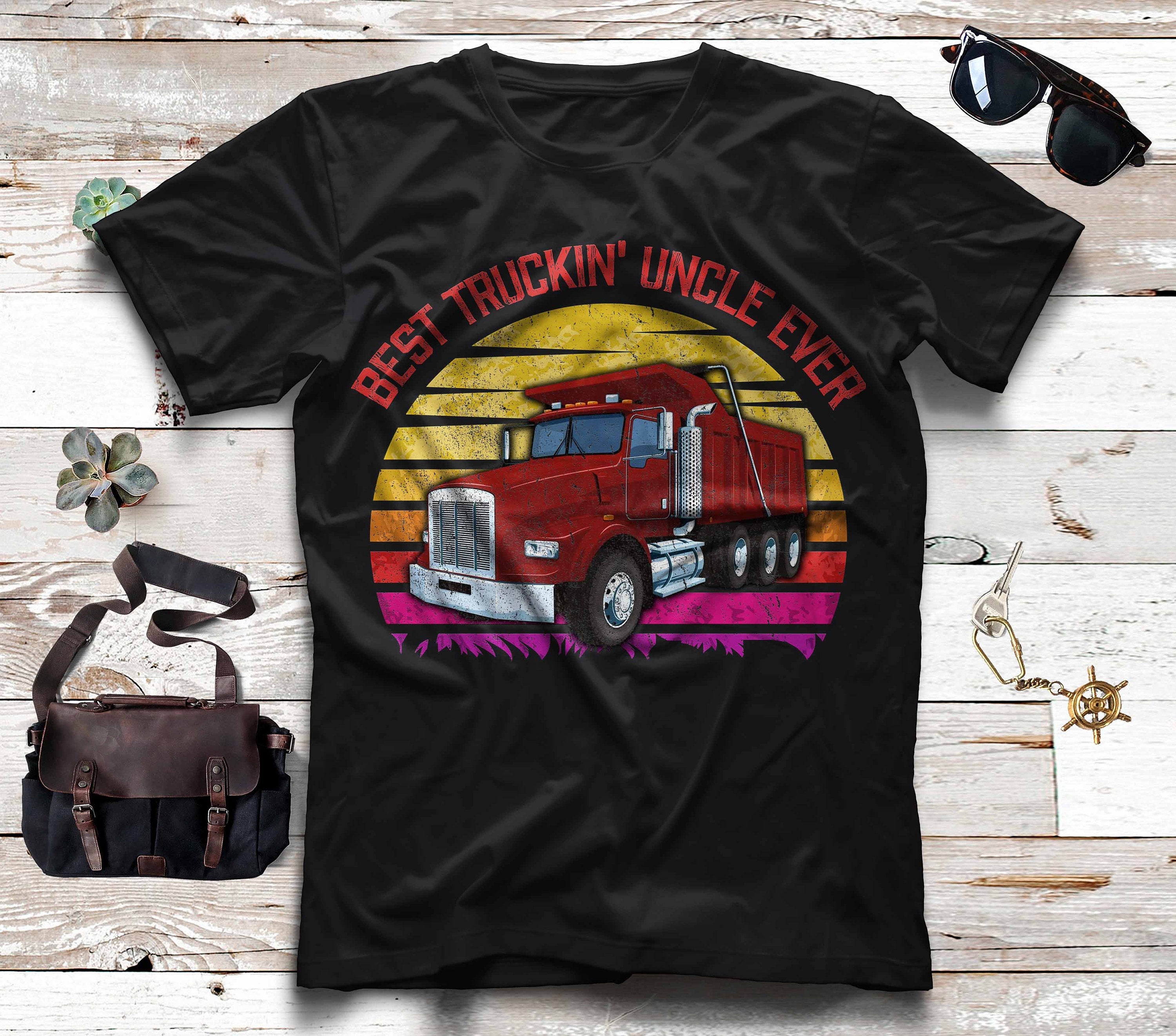 Best Truckin Uncle Ever Retro Vintage Trucker Gift Graphic Unisex T Shirt, Sweatshirt, Hoodie Size S – 5XL